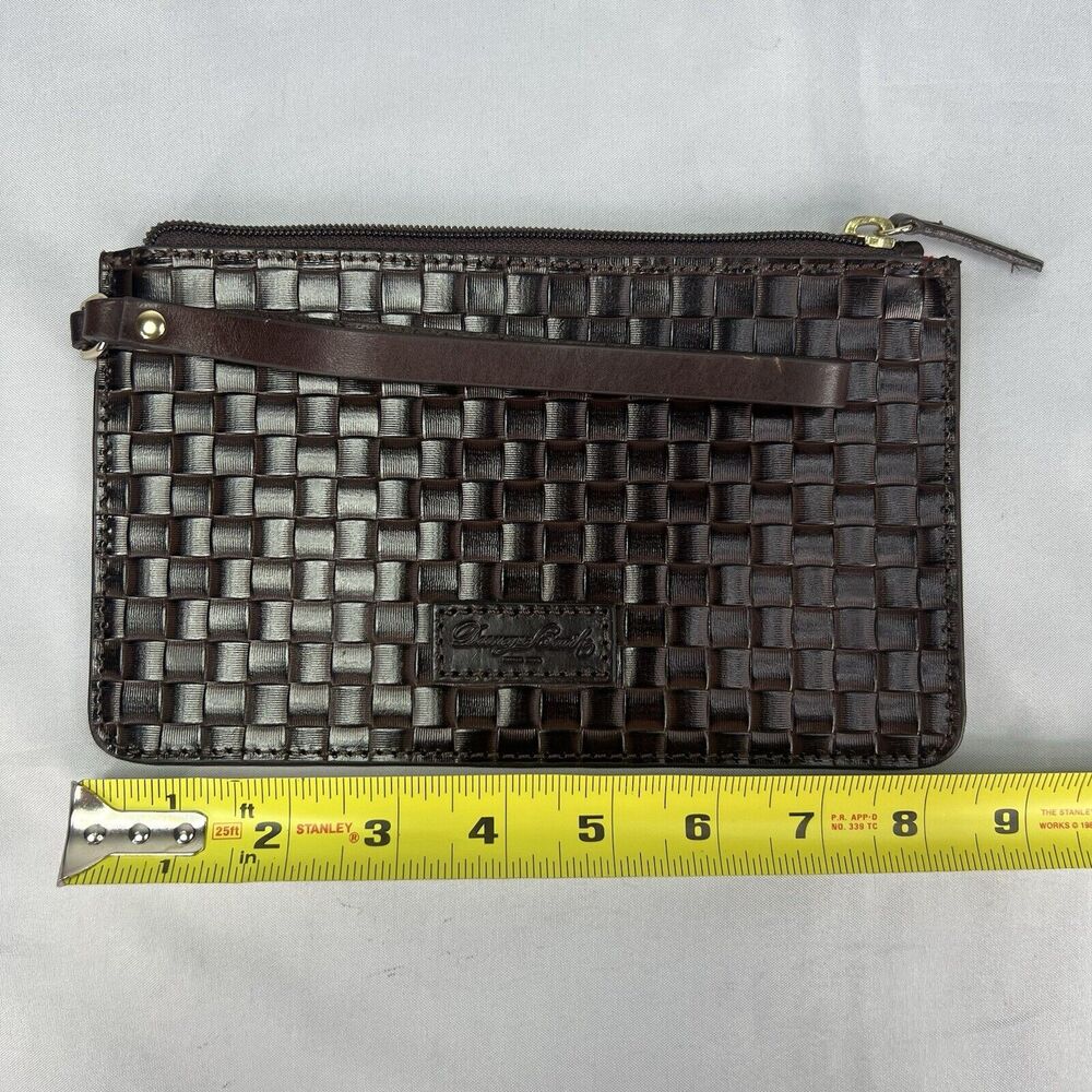 Dooney & Bourke Chocolate Brown Woven Flat Leather Wristlet Wallet - Picture 5 of 6
